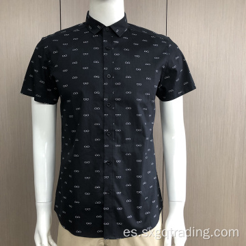 Camisa de manga corta estampada blcak para hombre